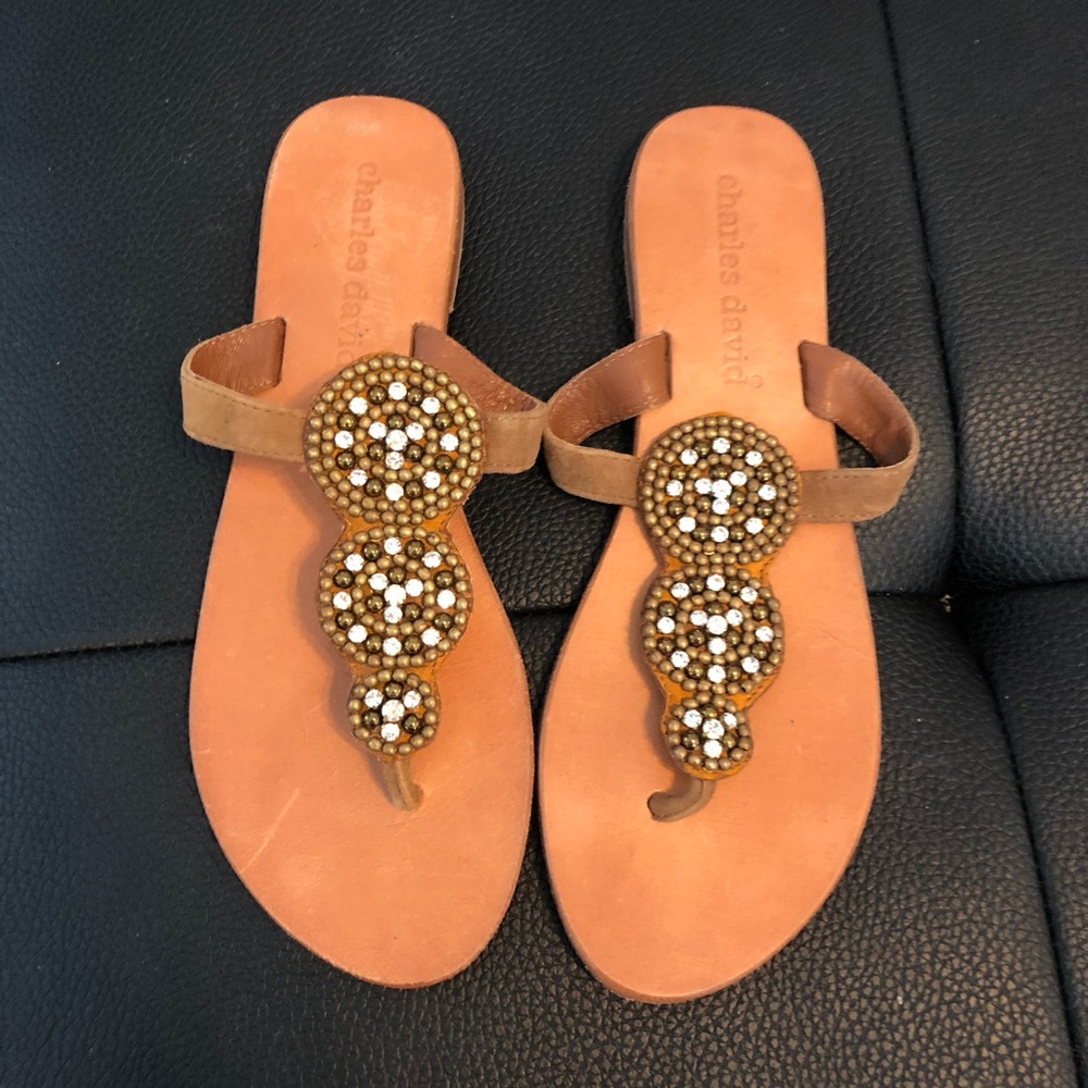Beaded slip on sandals